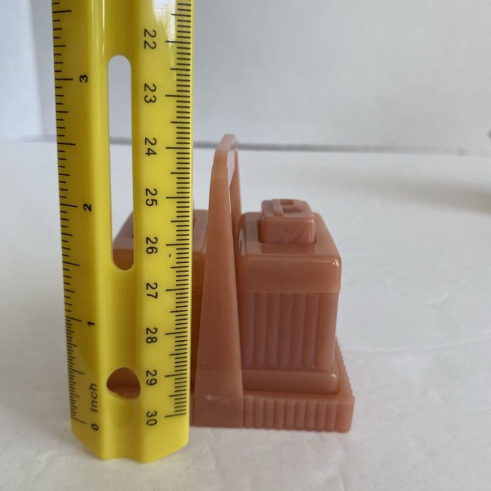Vintage Art Deco Carvanite 3 Pc Salt Pepper Shaker Set Dusty Rose Box - Picture 3 of 16